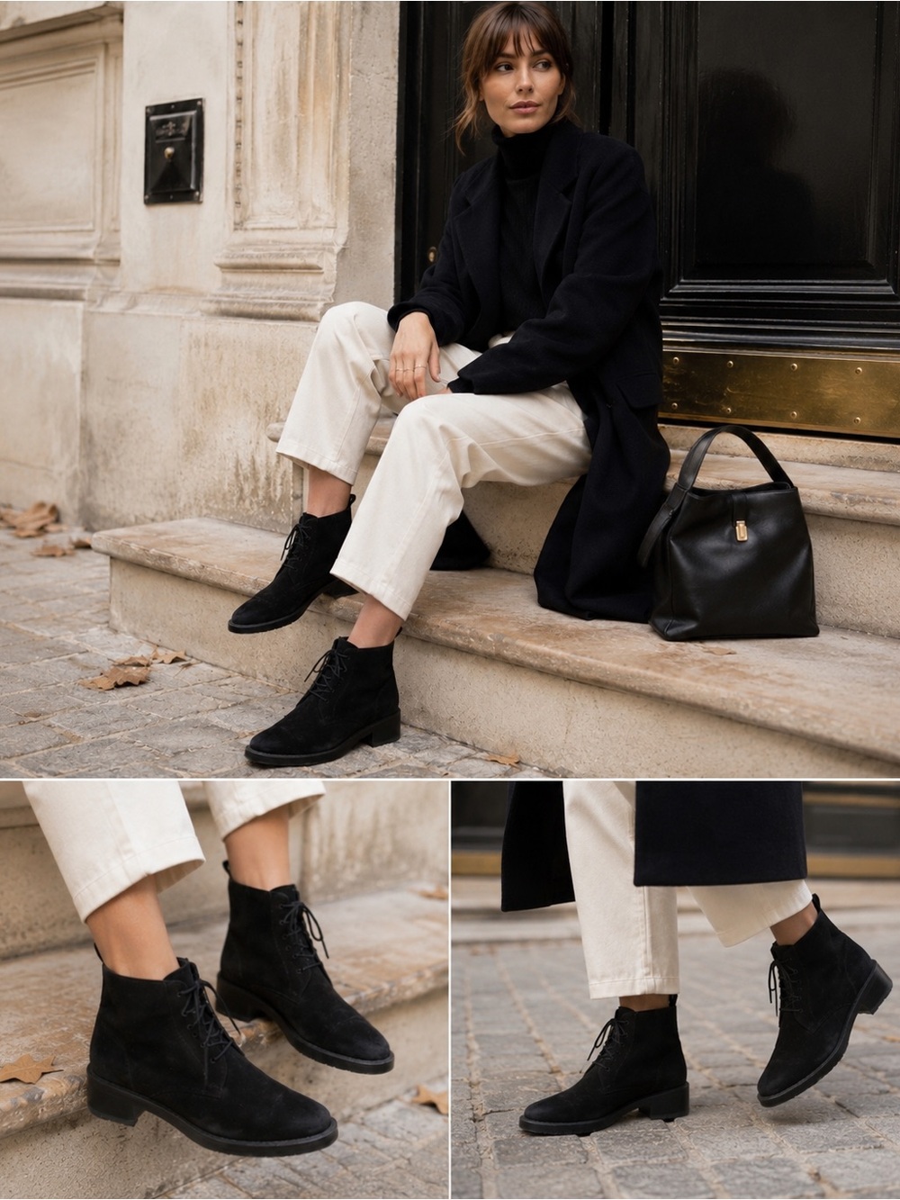 Elizabeth Stuart Black Suede Lace Up Ankle Boots EU 39